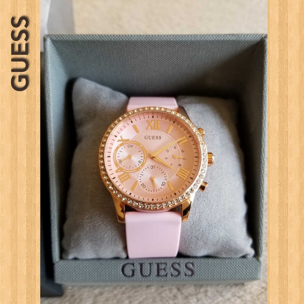 GUESS NWT Women's Watch Pink Gold Rose